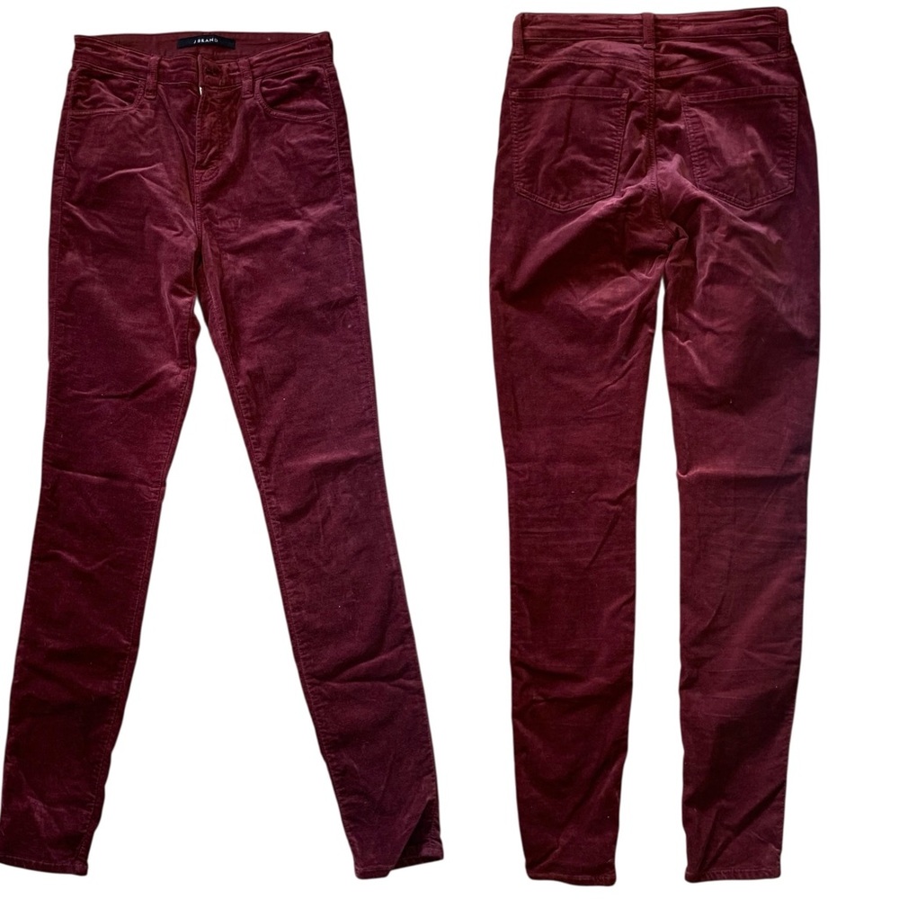 J Brand Maria Velvet Skinny Jeans in Oxblood sz 25 - Picture 2 of 7